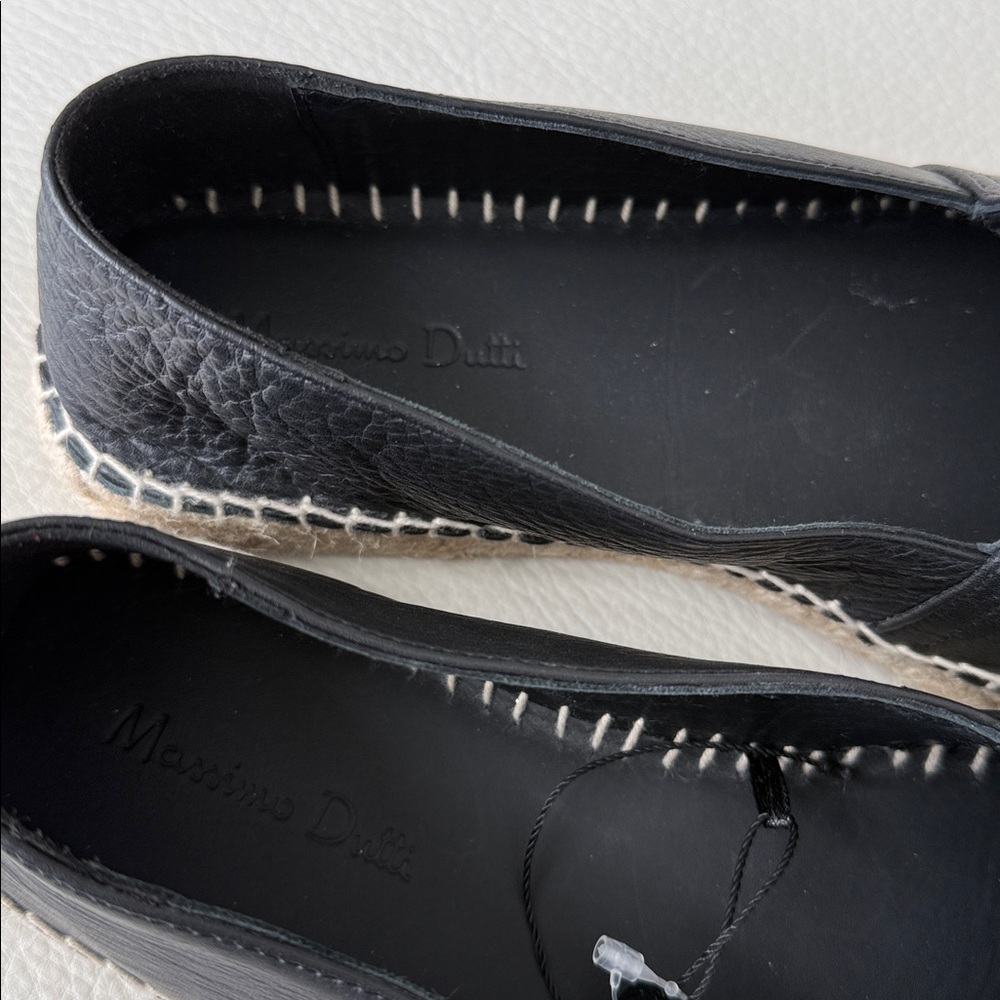 Massimo Dutti Black Leather Loafers Unisex Ladies 13 Men’s 11.5 - Picture 6 of 7
